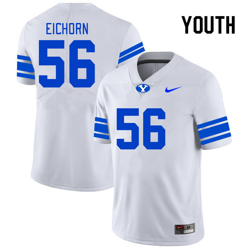 Youth #56 Jake Eichorn BYU Cougars College Football Jerseys Stitched Sale-White